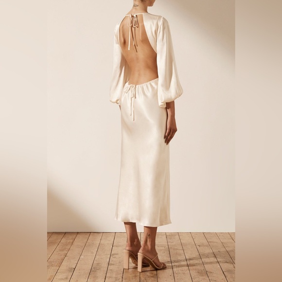 Shona Joy Dresses & Skirts - Shona Joy Cream Satin Open-Back Midi Dress